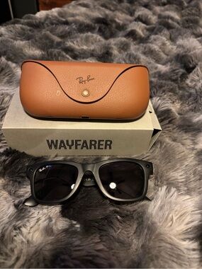 Ray-Ban Wayfarer Black Sunglasses with Brown Case